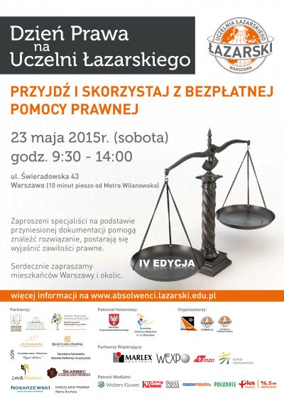Bezpłatna pomoc prawna w Łazarskim - plakat