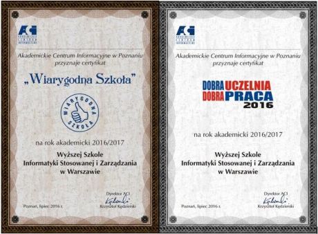 Certyfikaty WSISiZ w Warszawie