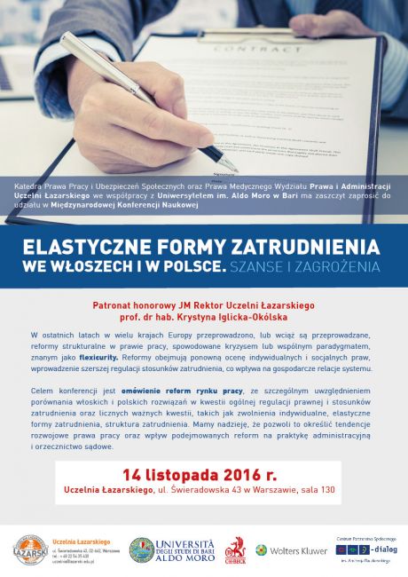 Konferencja Elastyczne Formy Zatrudnienia we Włoszech i w Polsce. Szanse i Zagrożenia_plakat