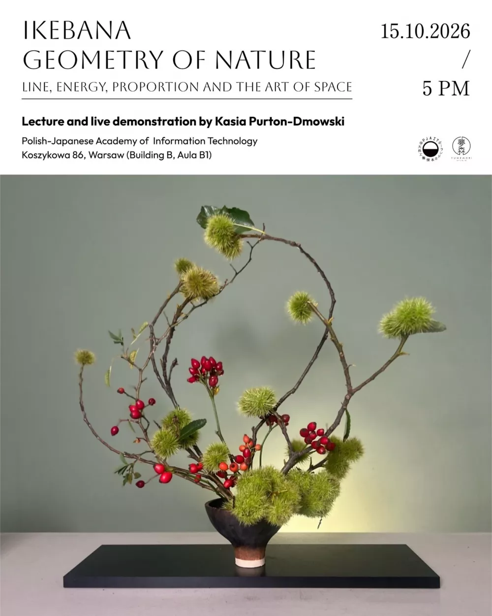 Plakat pokazu Sogetsu Ikebana w PJATK