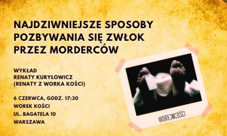 Najdziwniejsze sposoby pozbywania się zwłok przez morderców. Wykład Renaty z Worka Kości