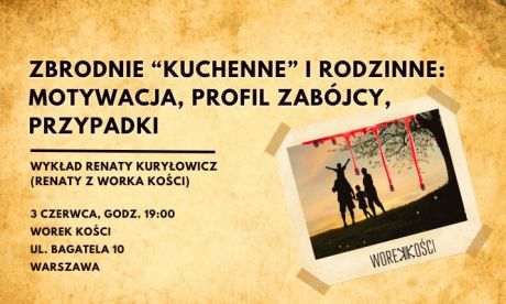 Zbrodnie "kuchenne" i rodzinne: motywacja, profil zabójcy, przypadki. Wykład Renaty z Worka Kości