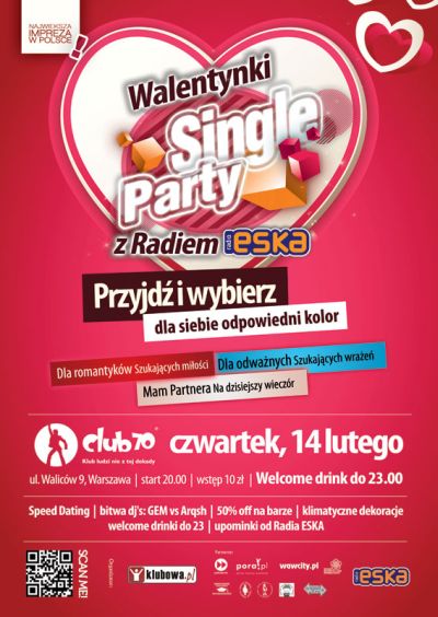 singleparty walentynki - plakat